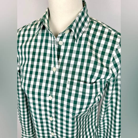 J. Crew Factory Button Up Shirt Long Sleeves Lightweight Green Gingham XS - Picture 4 of 9